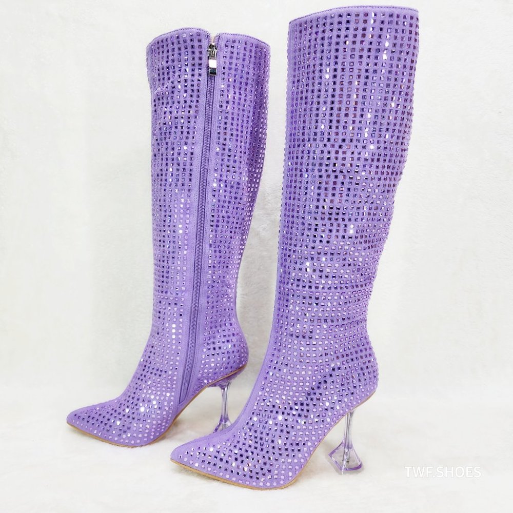 Women's Purple Rhinestone Boots - Picture 7 of 12